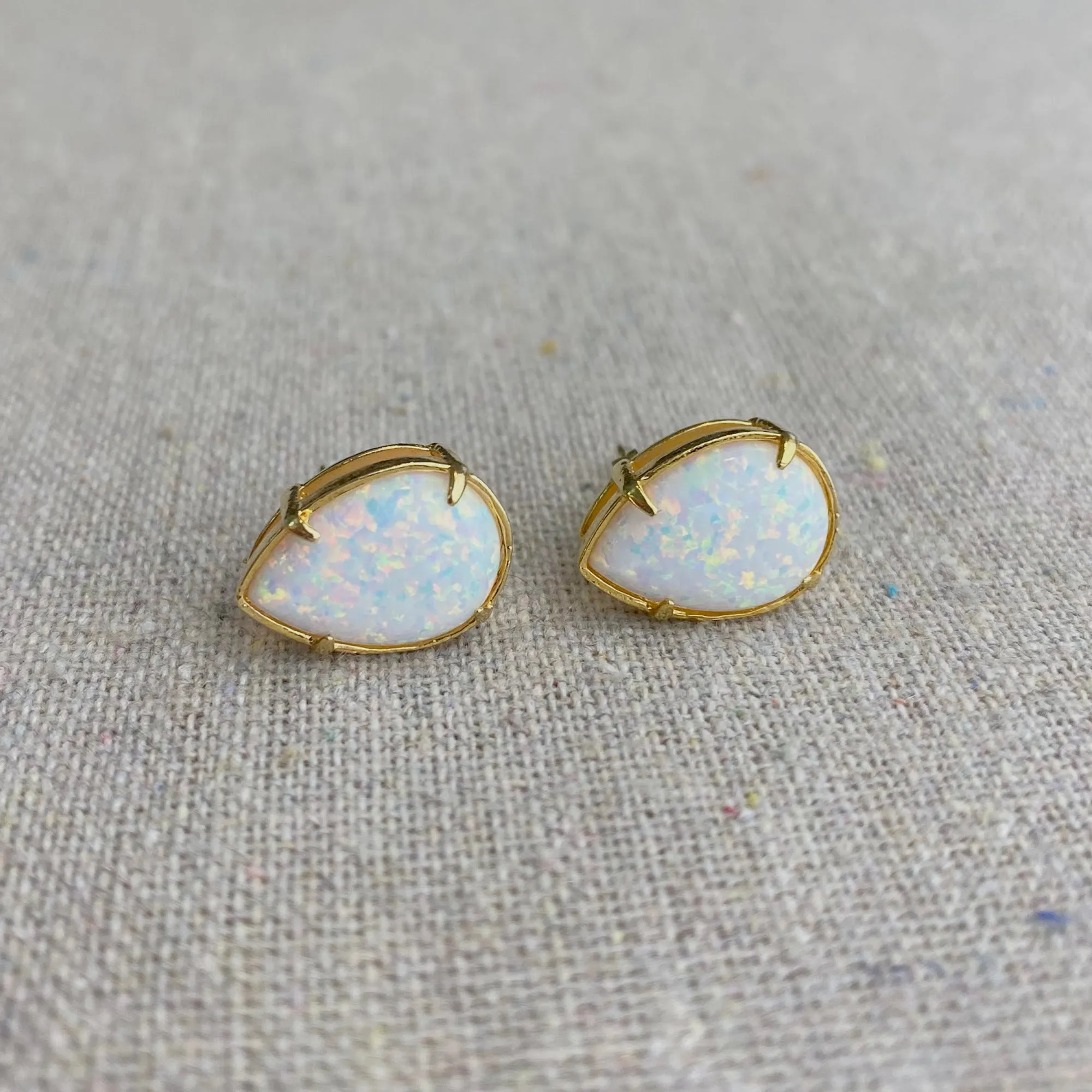 Snow Opal Post Earrings