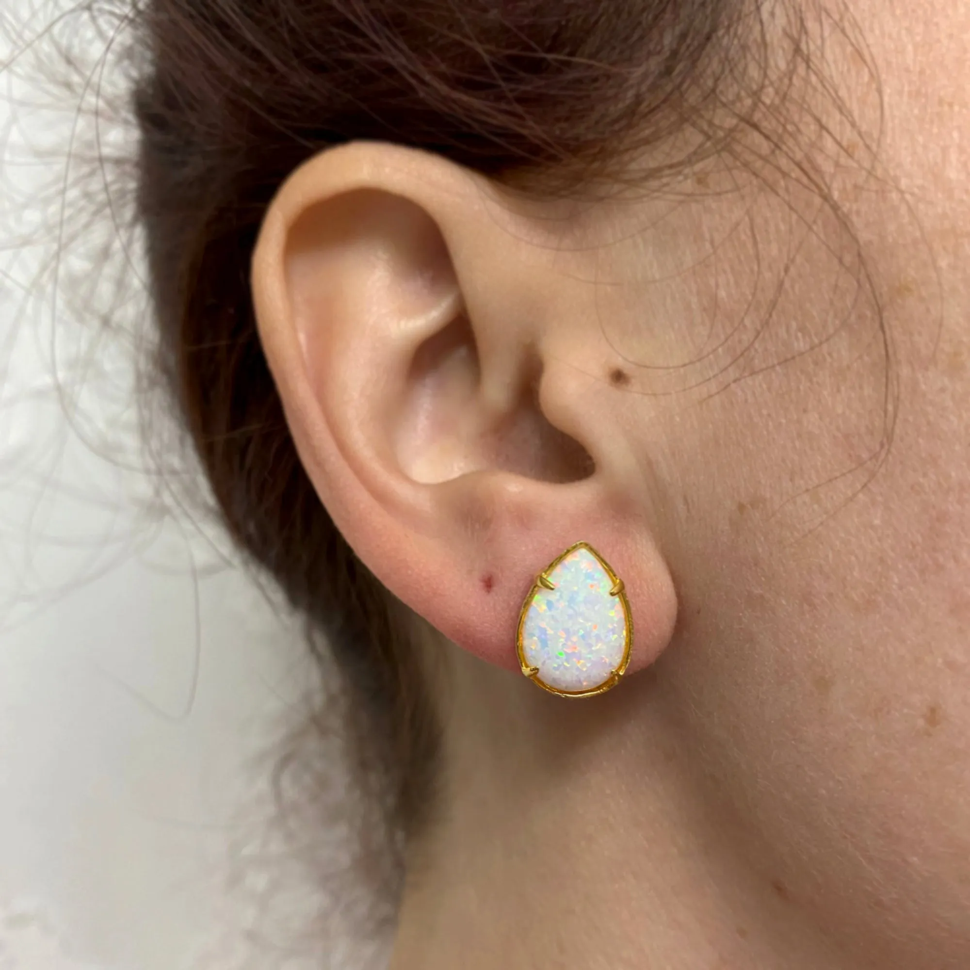 Snow Opal Post Earrings