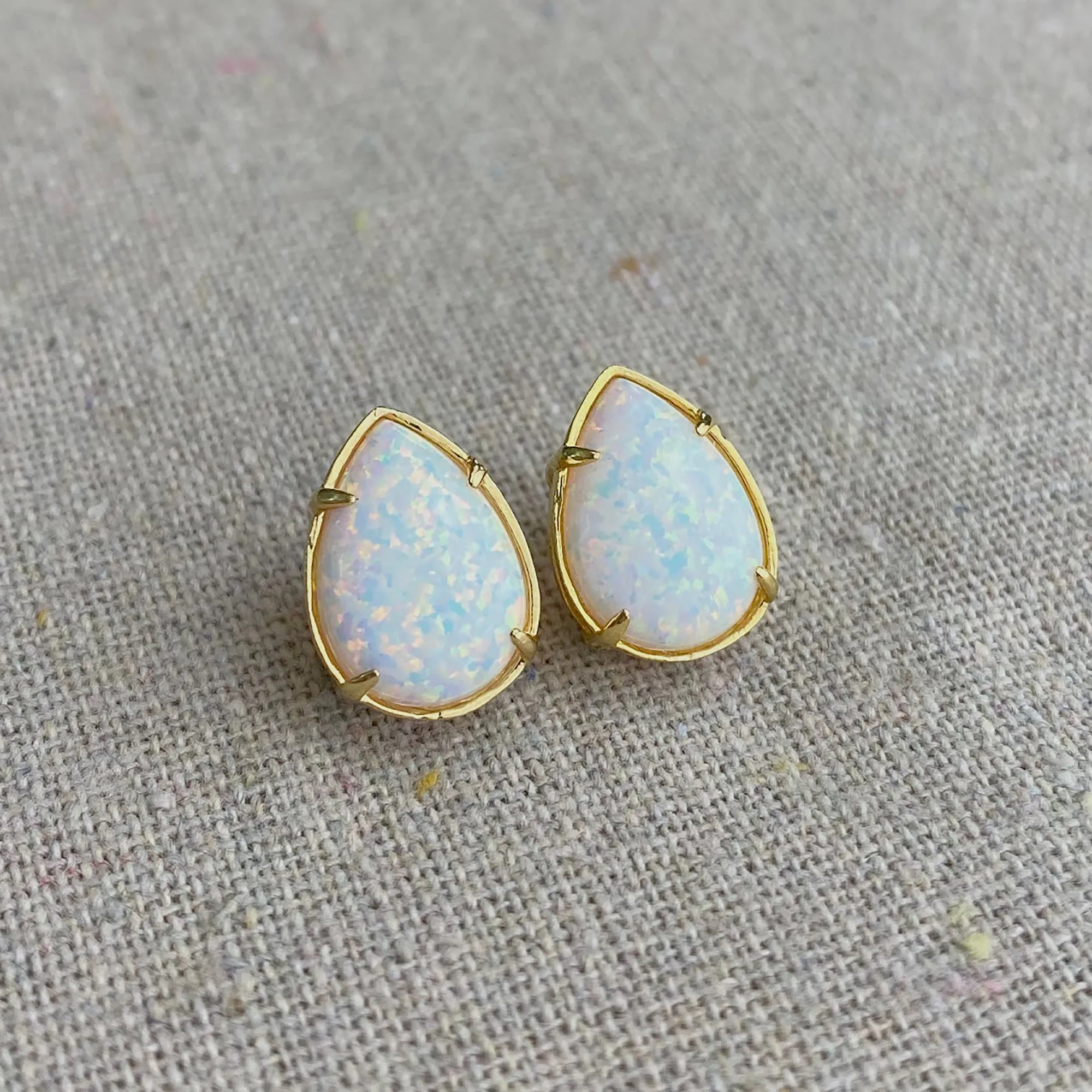 Snow Opal Post Earrings