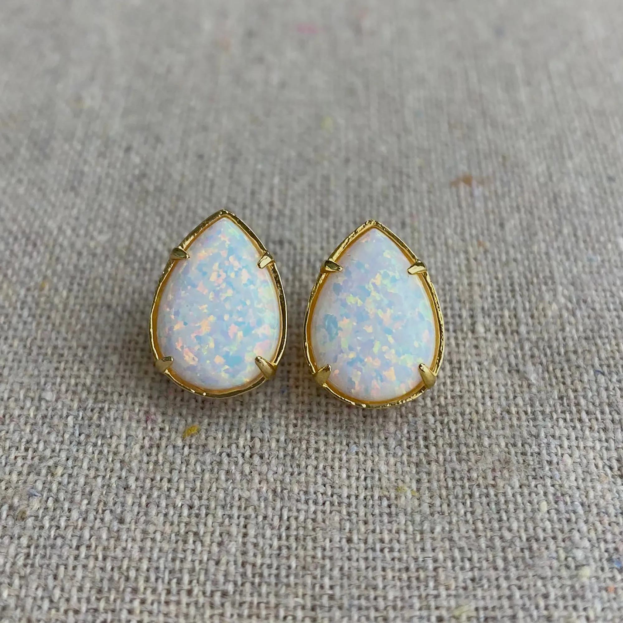 Snow Opal Post Earrings