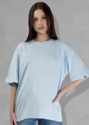 Solid Women Oversized T-Shirt - Sky