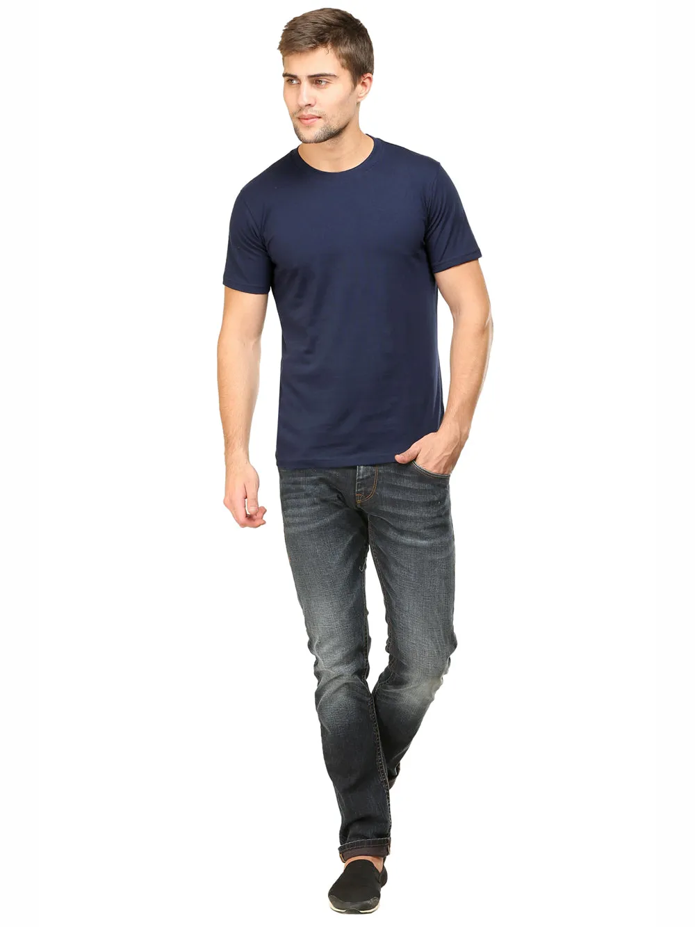 Solids : Premium Navy Blue Unisex T -shirt