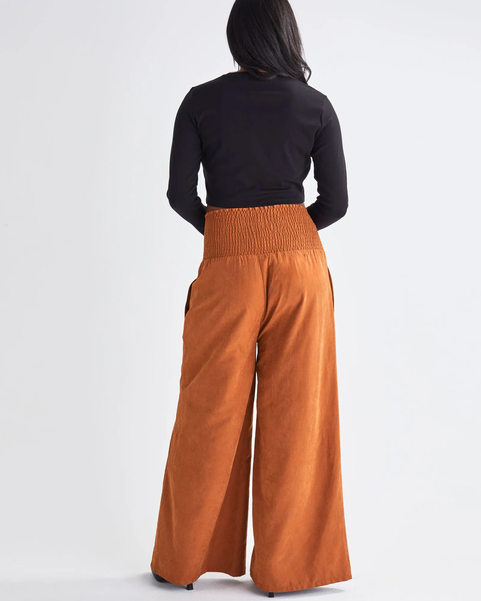 Stacie Wide Leg Maternity Pants in Vegan Suede