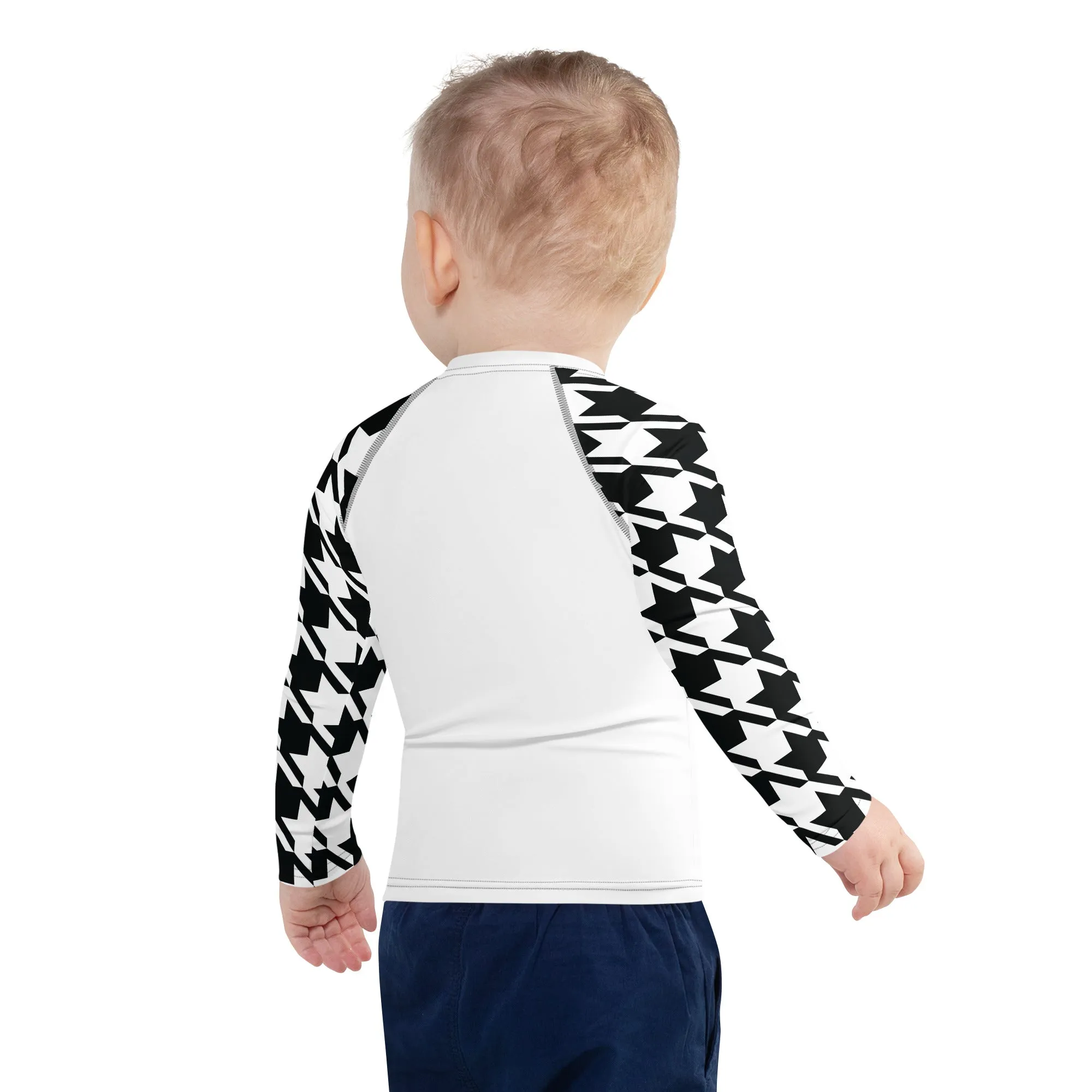 Stand Out on the Mat: Houndstooth Boy's Long Sleeve BJJ Rash Guard