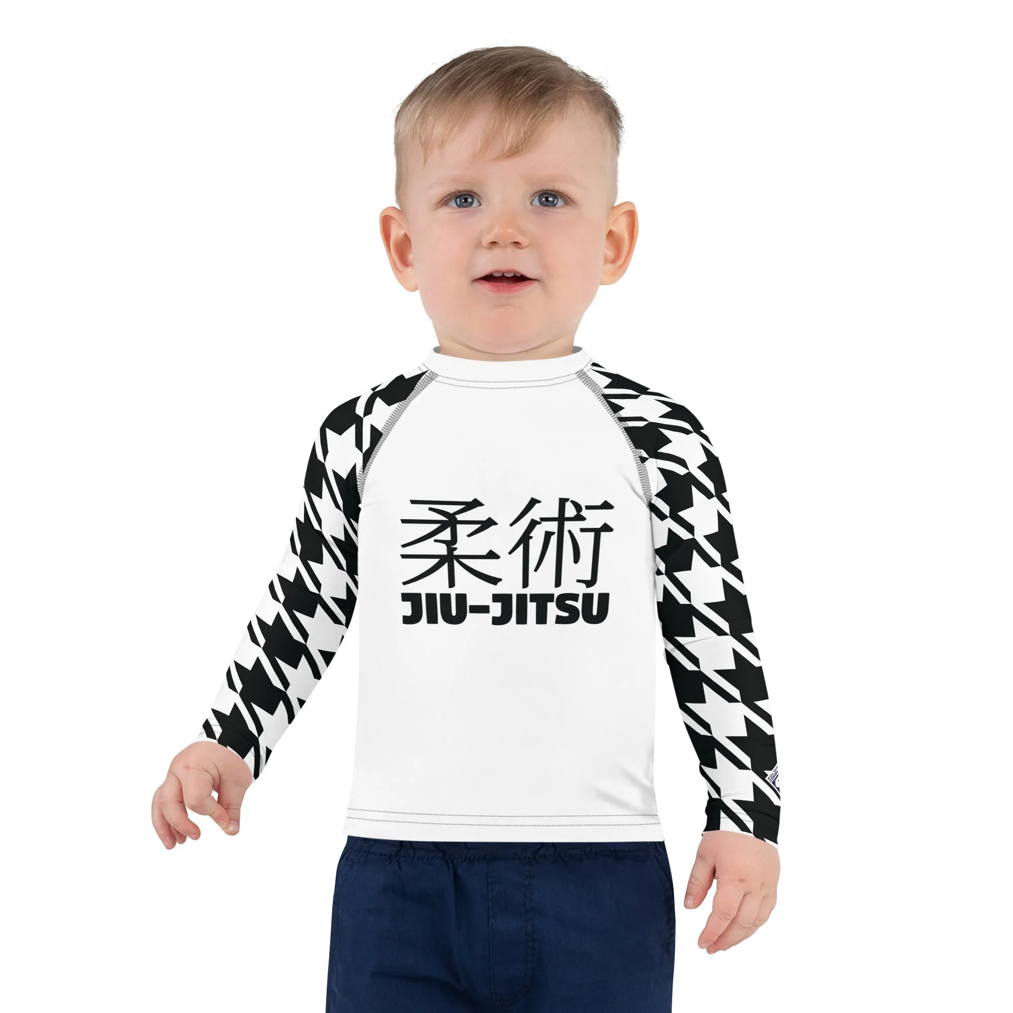 Stand Out on the Mat: Houndstooth Boy's Long Sleeve BJJ Rash Guard