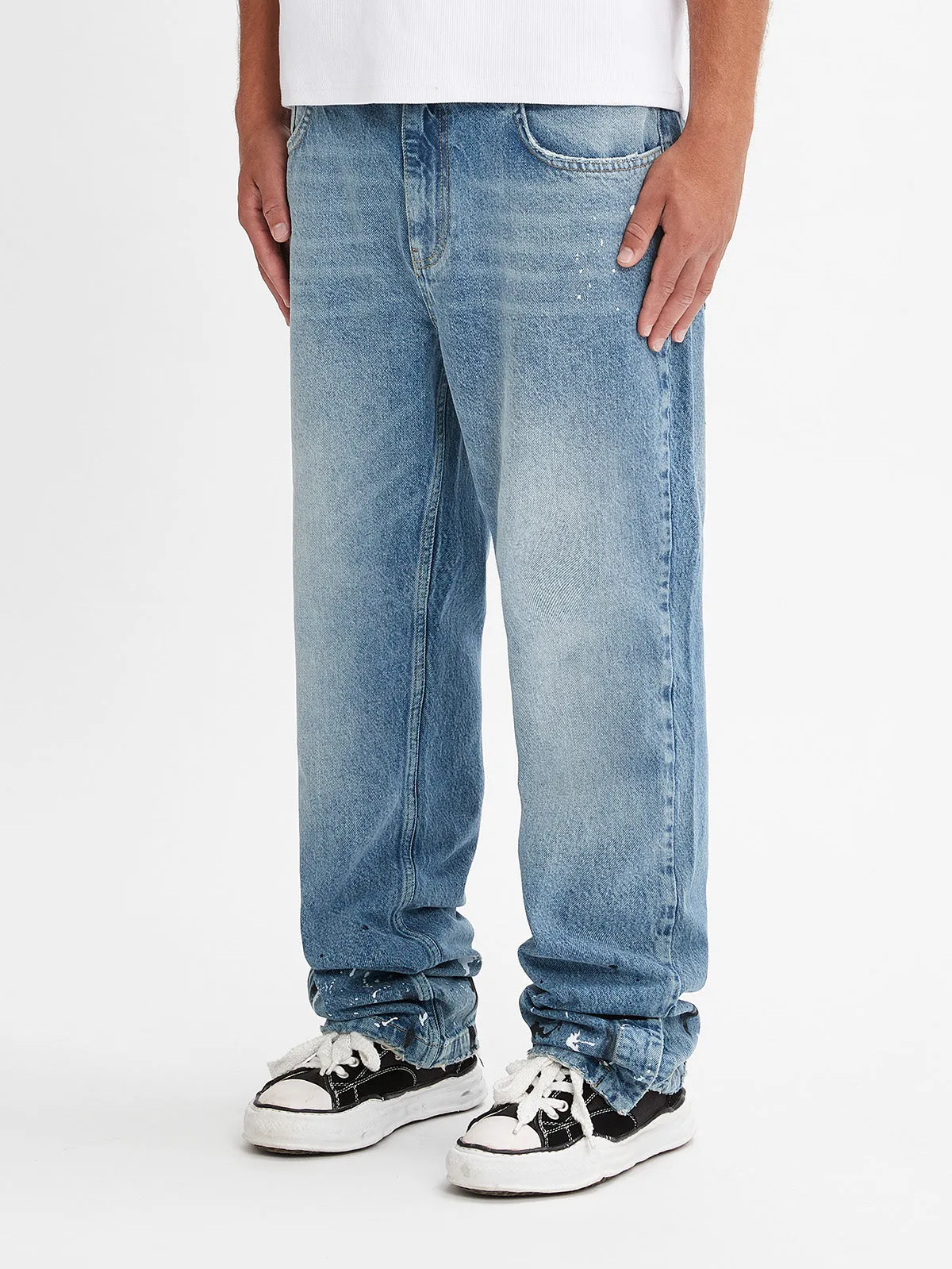 STRAIGHT SPLIT DENIM - WASHED BLUE