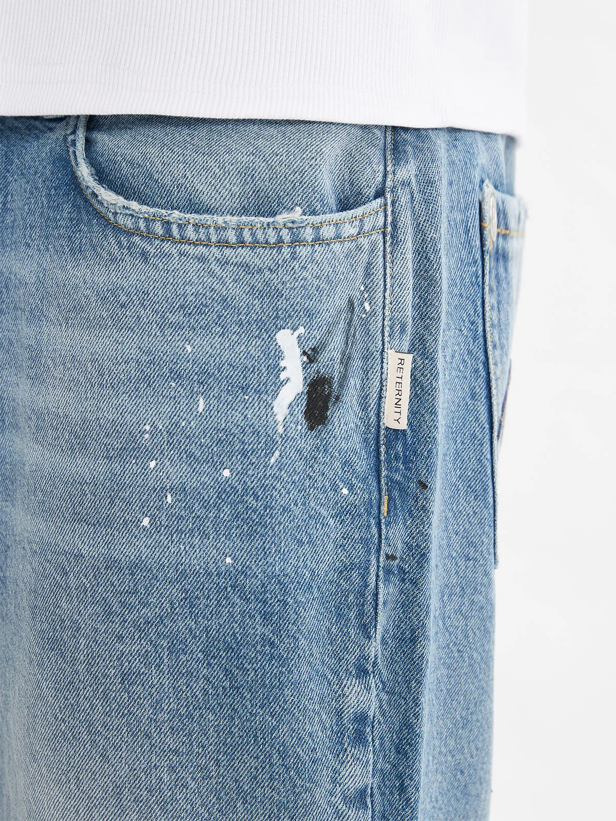 STRAIGHT SPLIT DENIM - WASHED BLUE