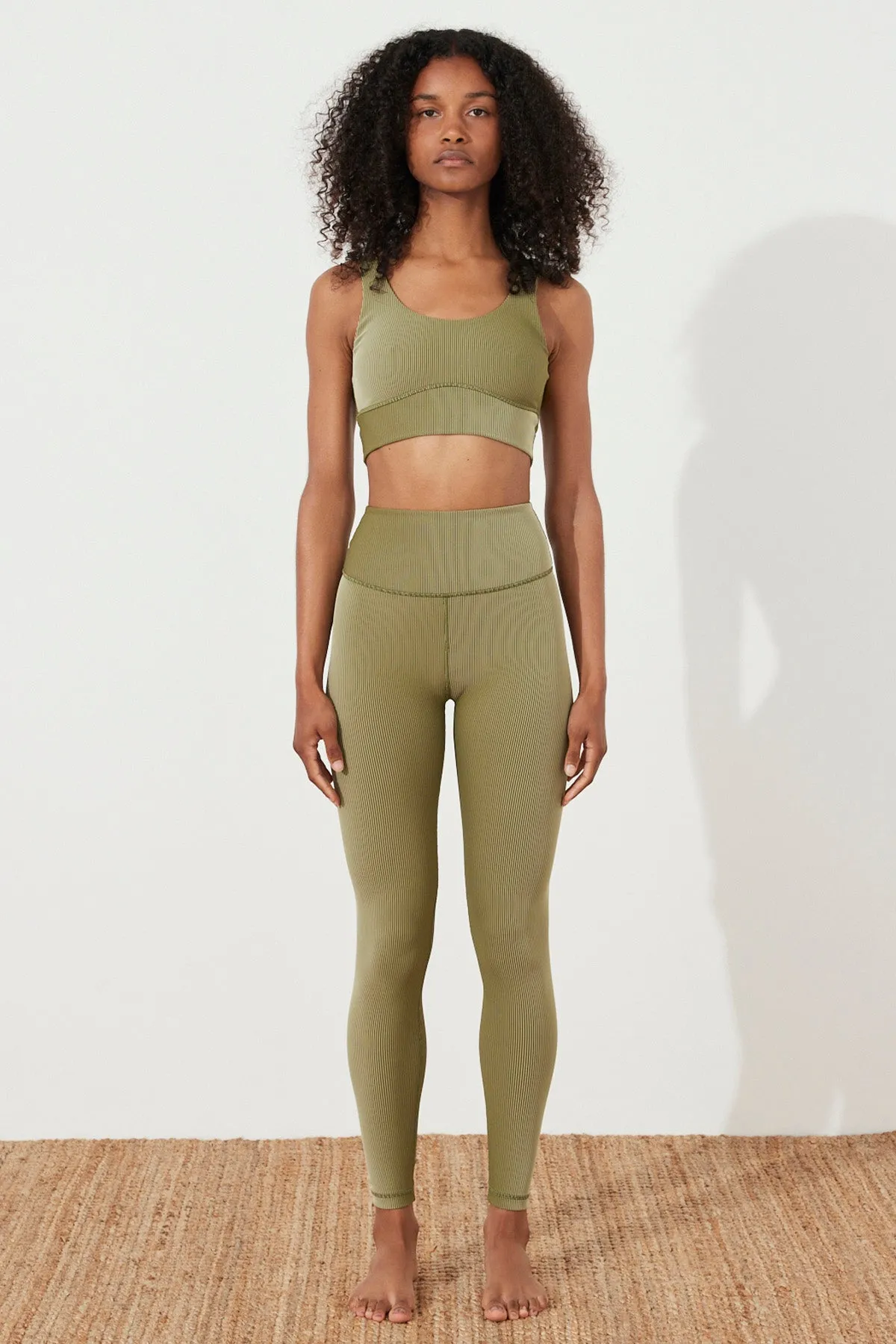 Stripe Rib Crop Top - Olive