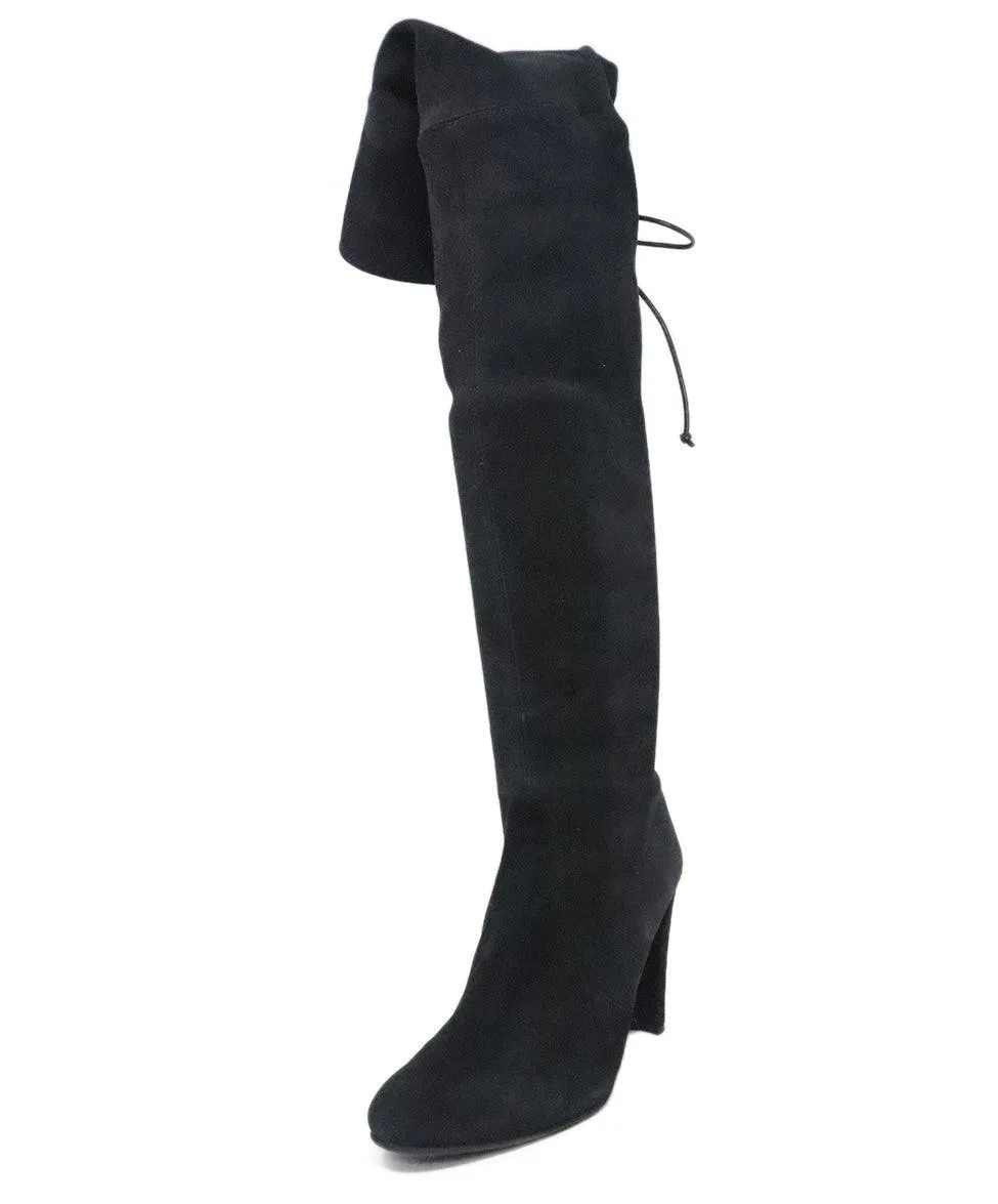 Stuart Weitzman Black Suede Knee High Boots sz 8