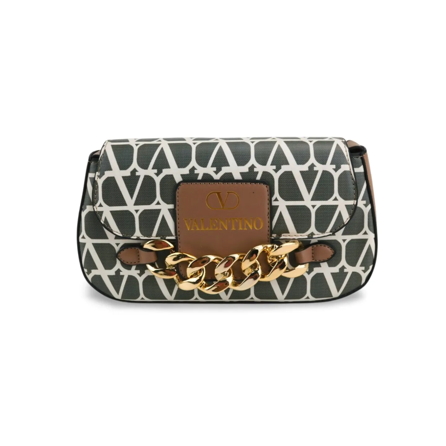 Stylish Two-Tone Crossbody Bag with Thick Gold Chain