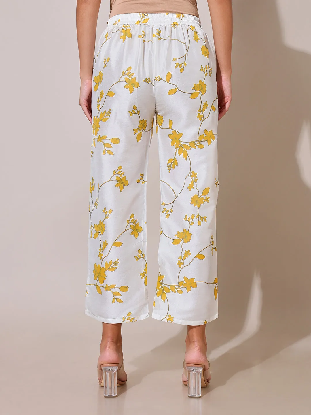 Sunehri Off-White Printed Pants