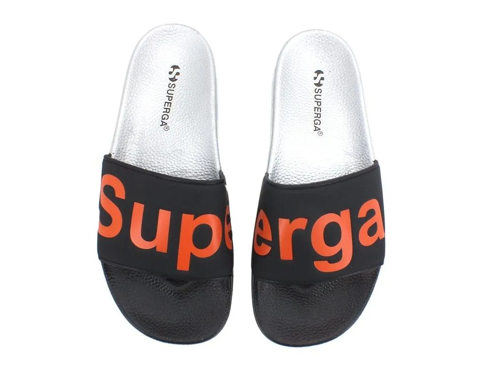 SUPERGA 1908-PUU Ciabatta Silver Black Orange S111I3W