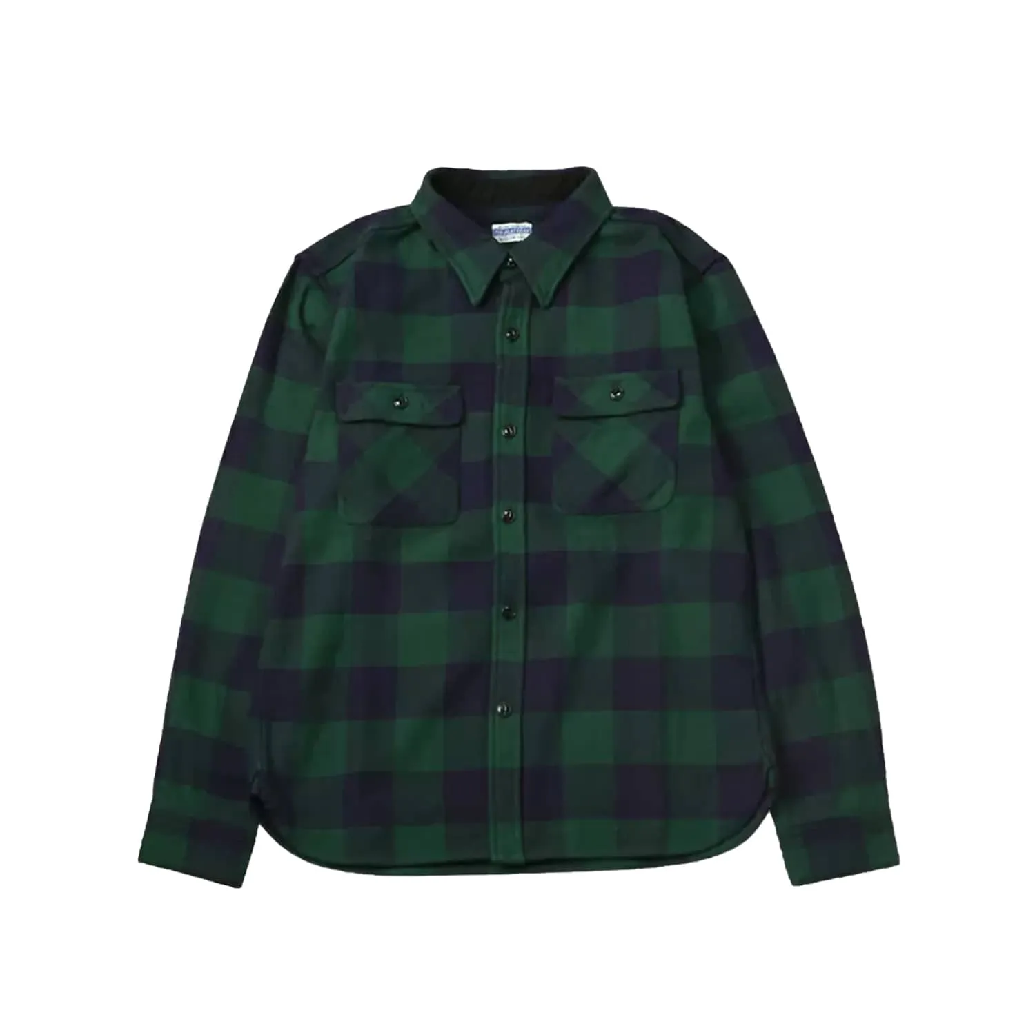 The Flat Head FN-SNR-101L Block Check Flannel Shirt Navy/Green