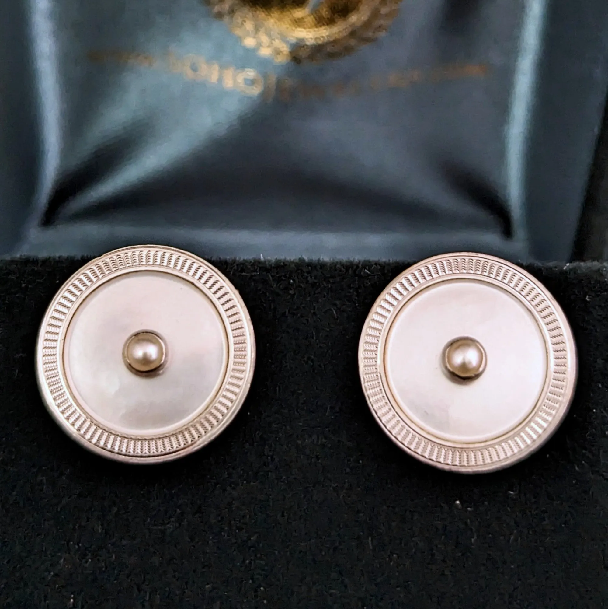 The Sequim - Vintage Cufflink Earrings Pearls MOP 14k Gold Art Deco