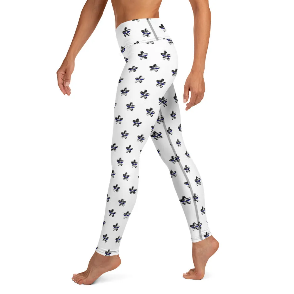 Thin Blue Line Cherry Blossom Yoga Leggings