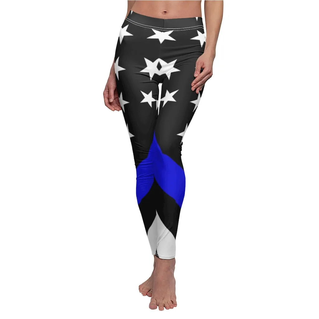 Thin Blue Line Flag Women's Casual Leggings