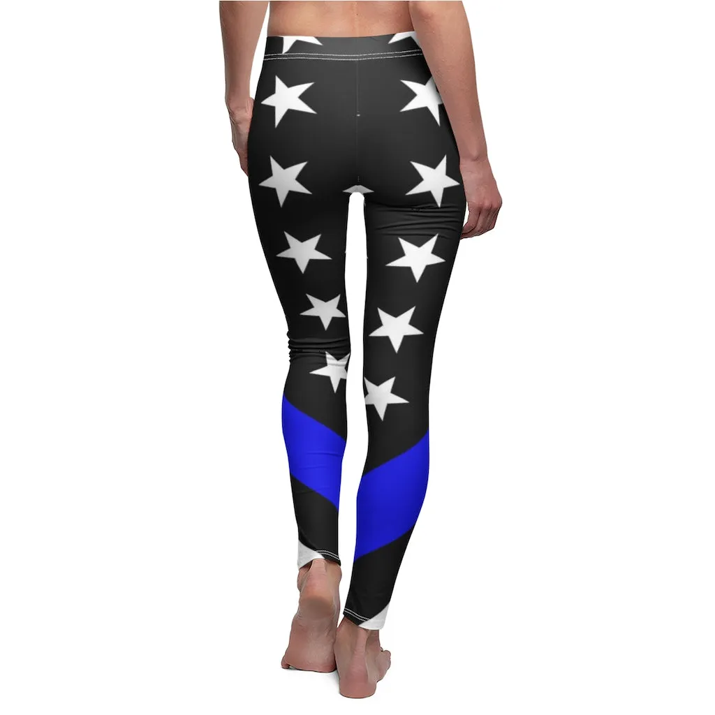 Thin Blue Line Flag Women's Casual Leggings