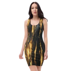 Unleash Your Inner Hero: The Flickering Gold Flame Bodycon Dress