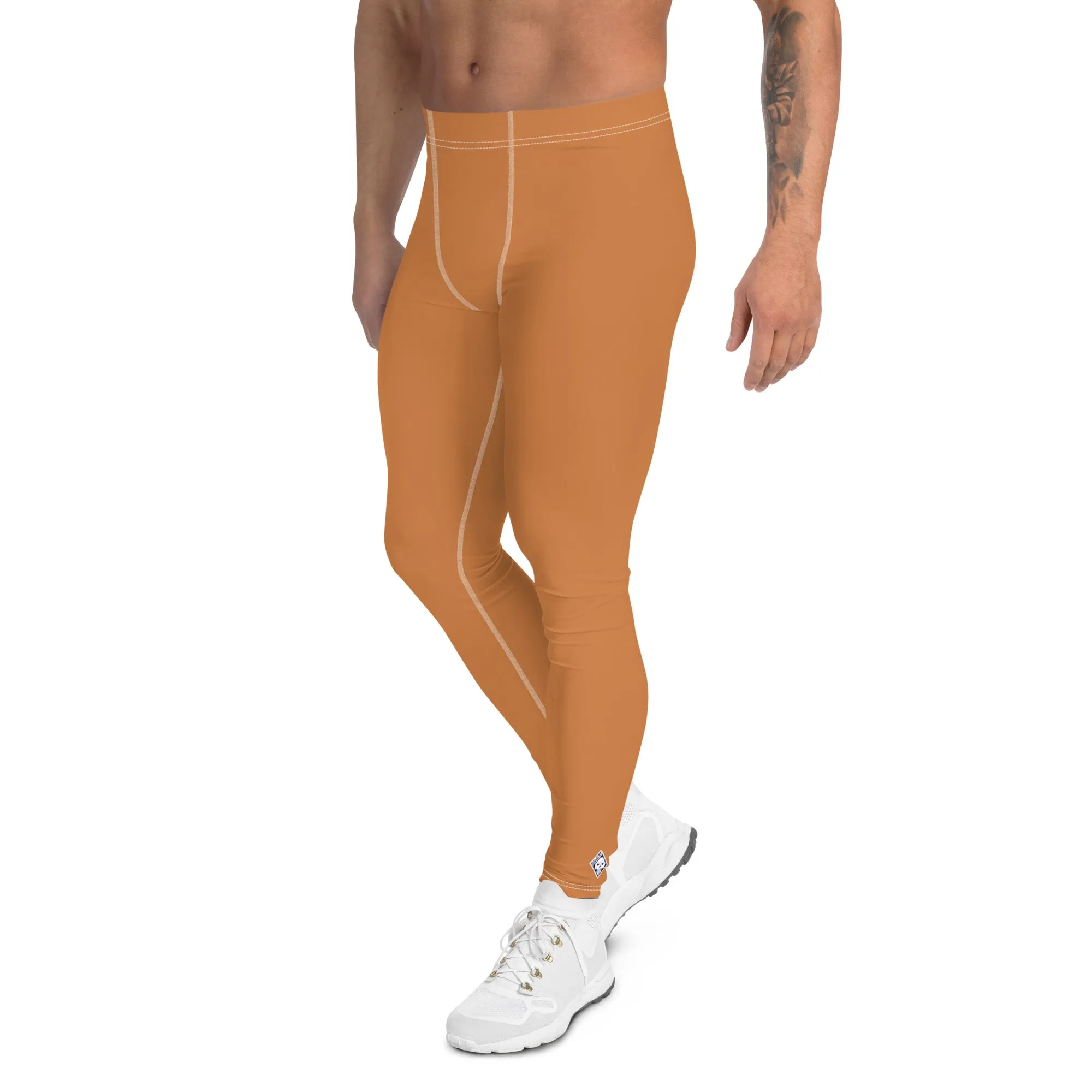 Urban Chic: Solid Color Workout Leggings for Him - Raw Sienna