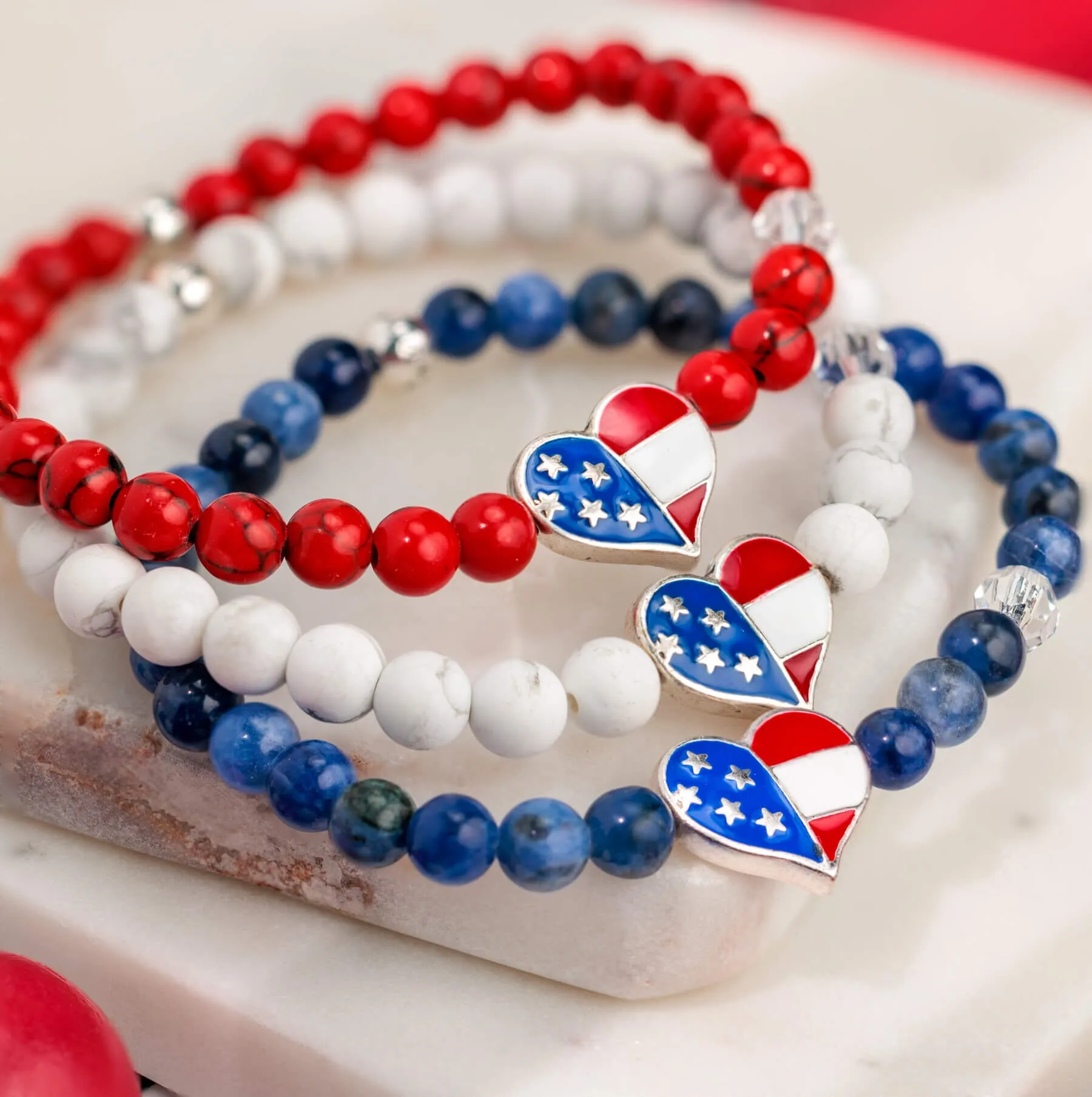 USA Love White Stretch Bracelet