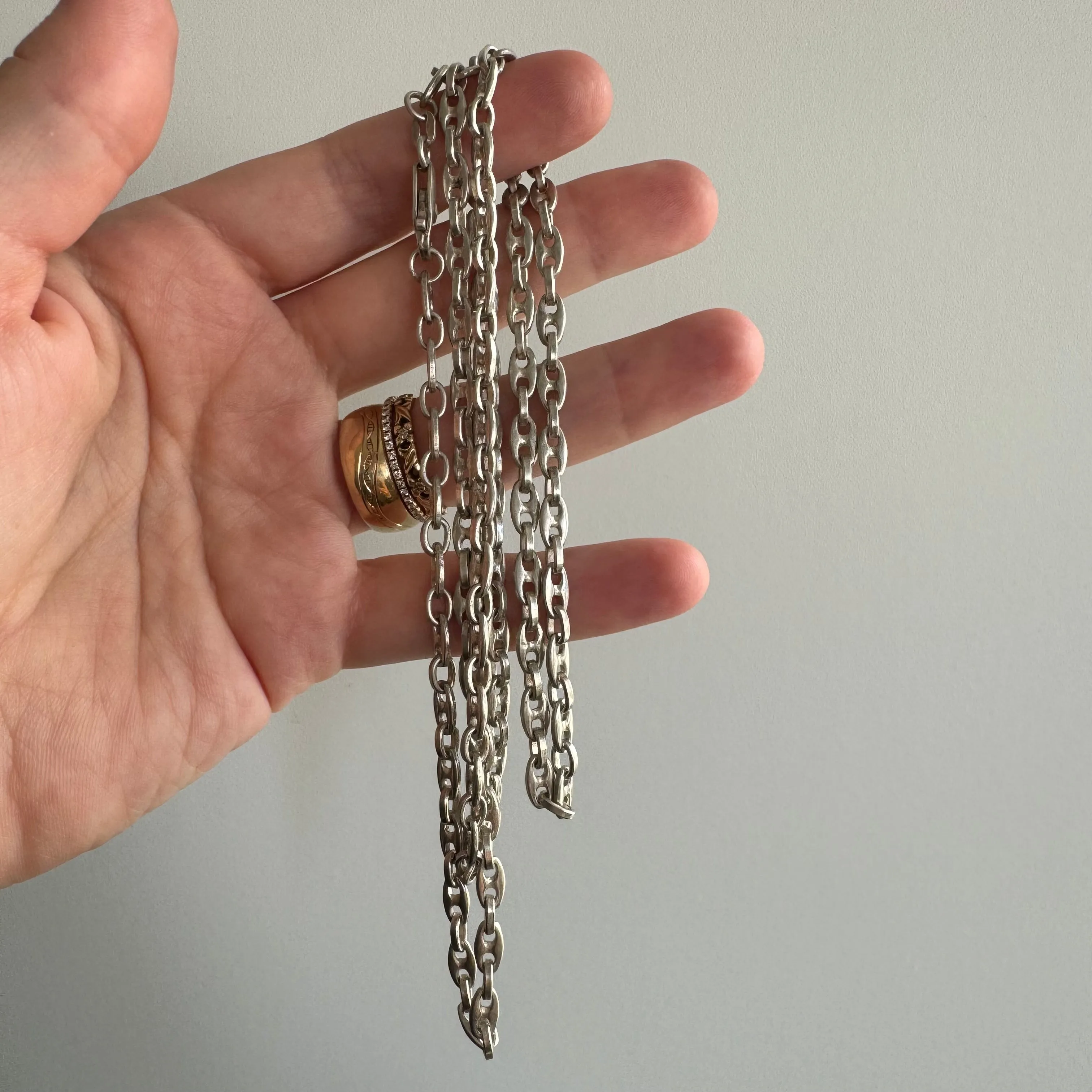 V I N T A G E // mariner cable / sterling silver gucci style mariner and cable link chain / 30.25, 26g