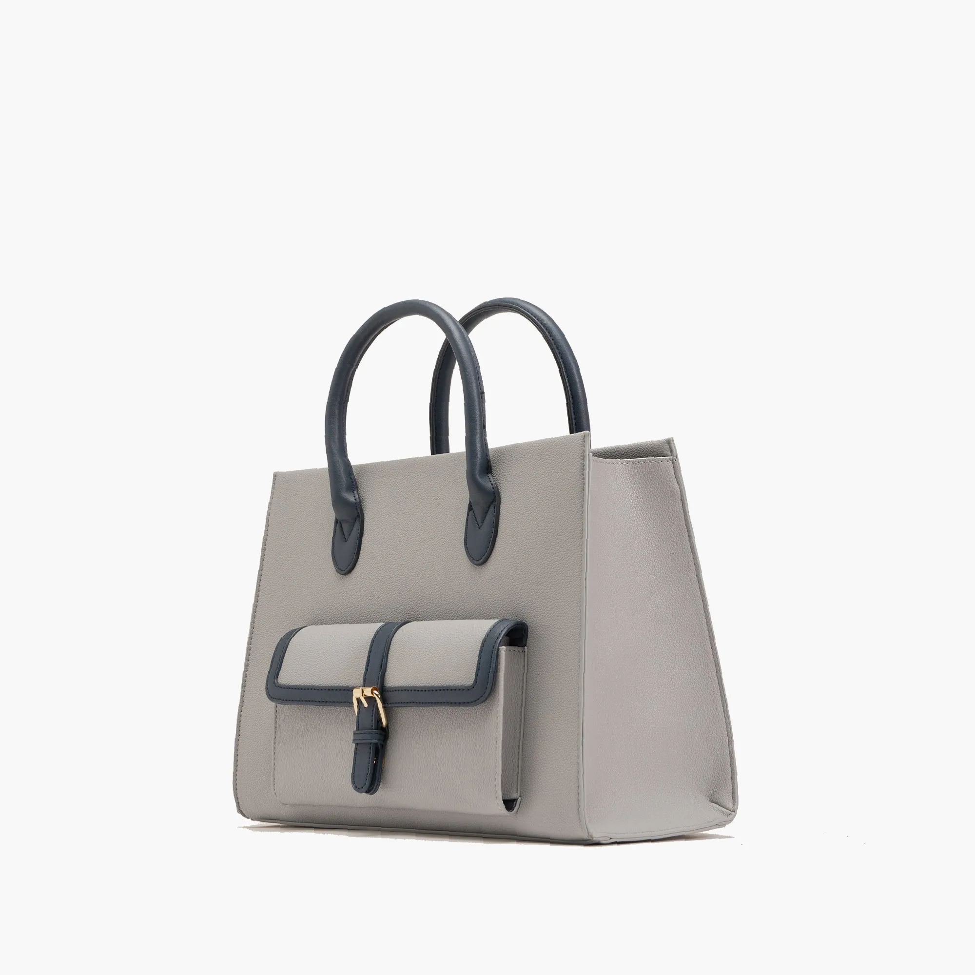 Veda Two-Tone Buckle Satchel Bag