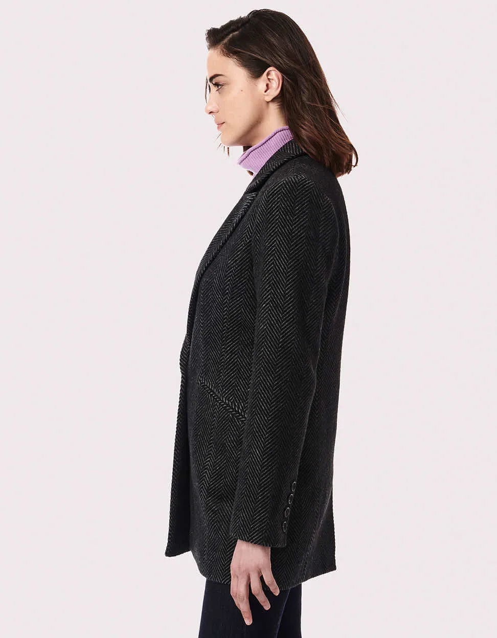 Vegan Wool Herringbone Blazer Jacket