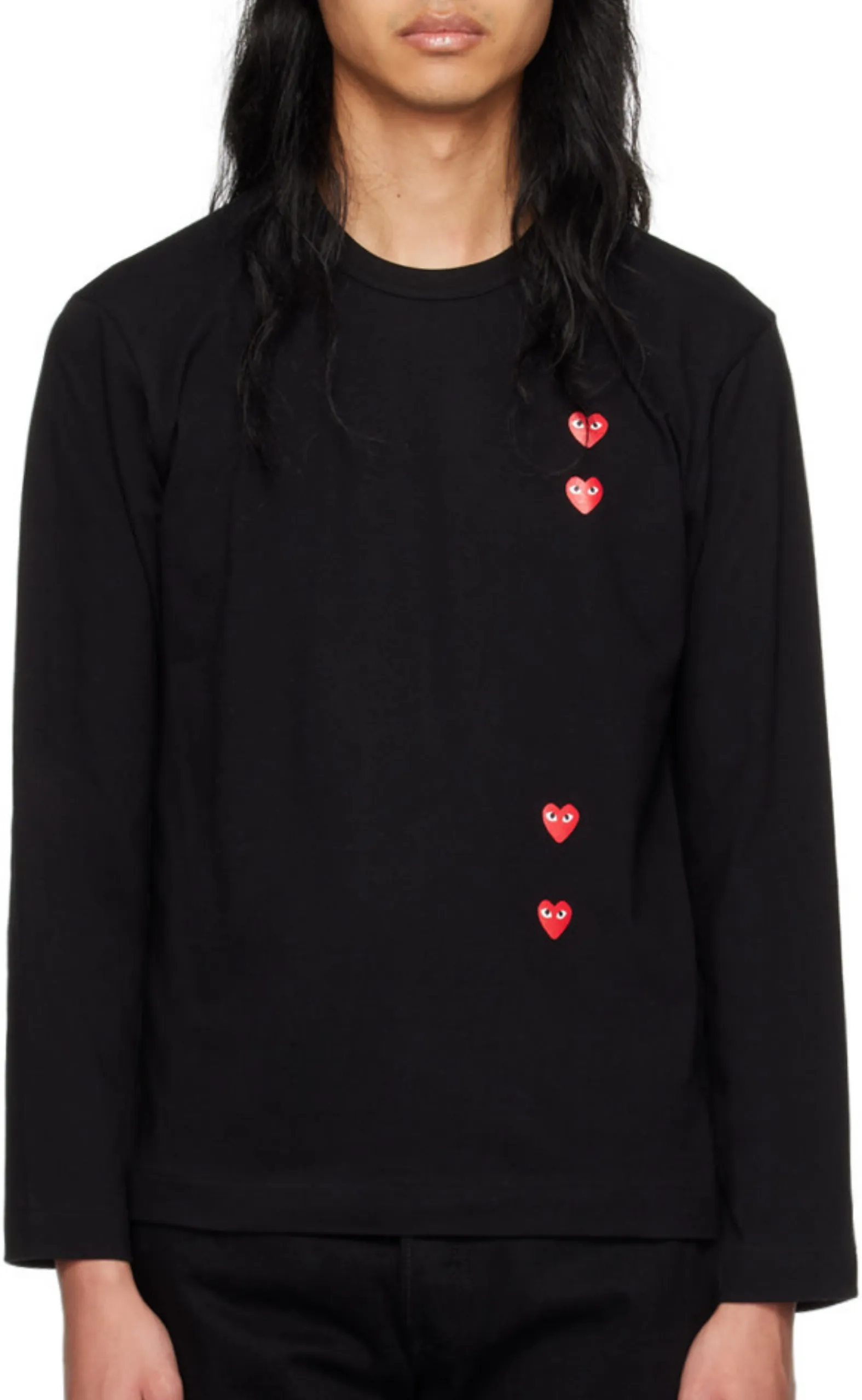 VERTICAL 4 HEART BLACK LONGSLEEVE