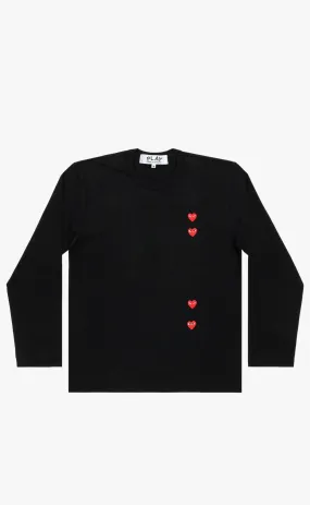 VERTICAL 4 HEART BLACK LONGSLEEVE