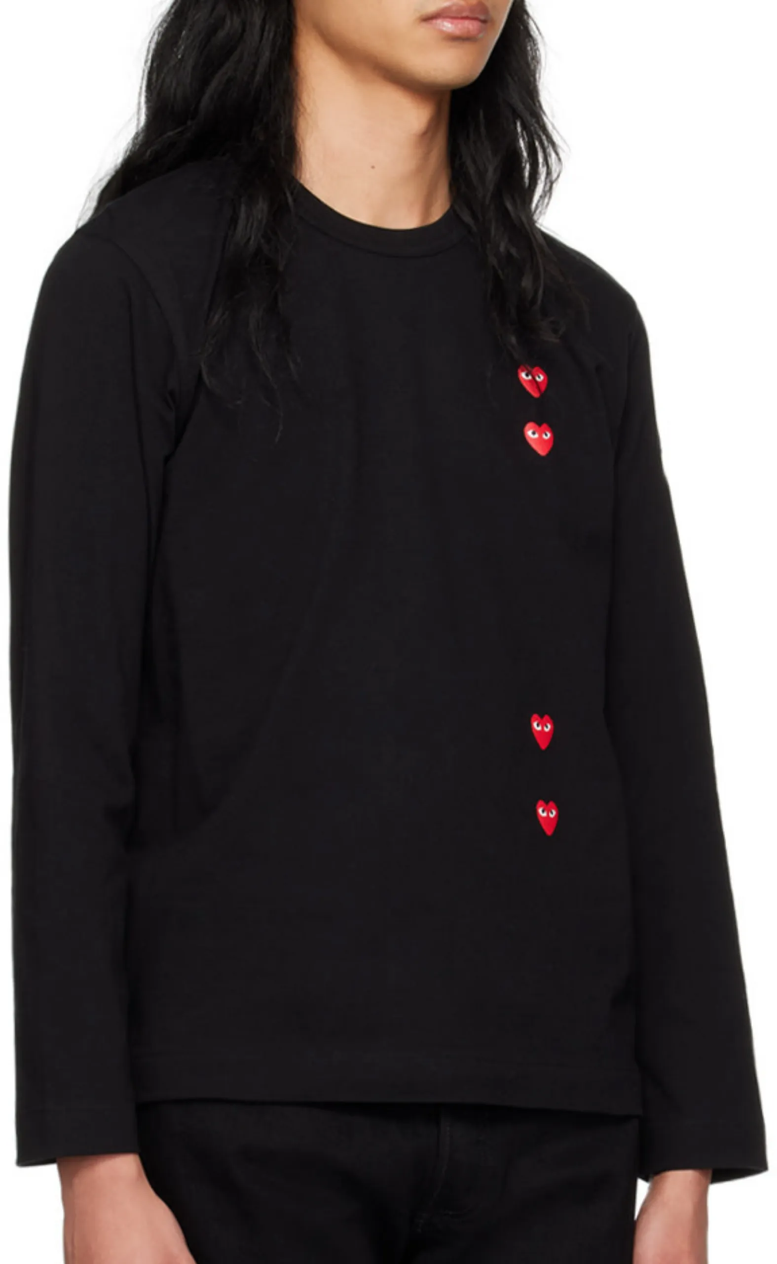 VERTICAL 4 HEART BLACK LONGSLEEVE