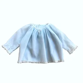 Vintage 1960s White/Blue Striped Baby Shirt/Blouse  British Made 6-9 Months