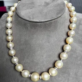 Vintage Light Yellow South Sea Pearl Necklace