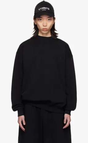 VTMNTS PARIS EMBROIDERED BLACK CREWNECK