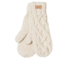 Warm White wool  Mittens, Wool Hand Warmers, Cable Knit, Fleece lined inside