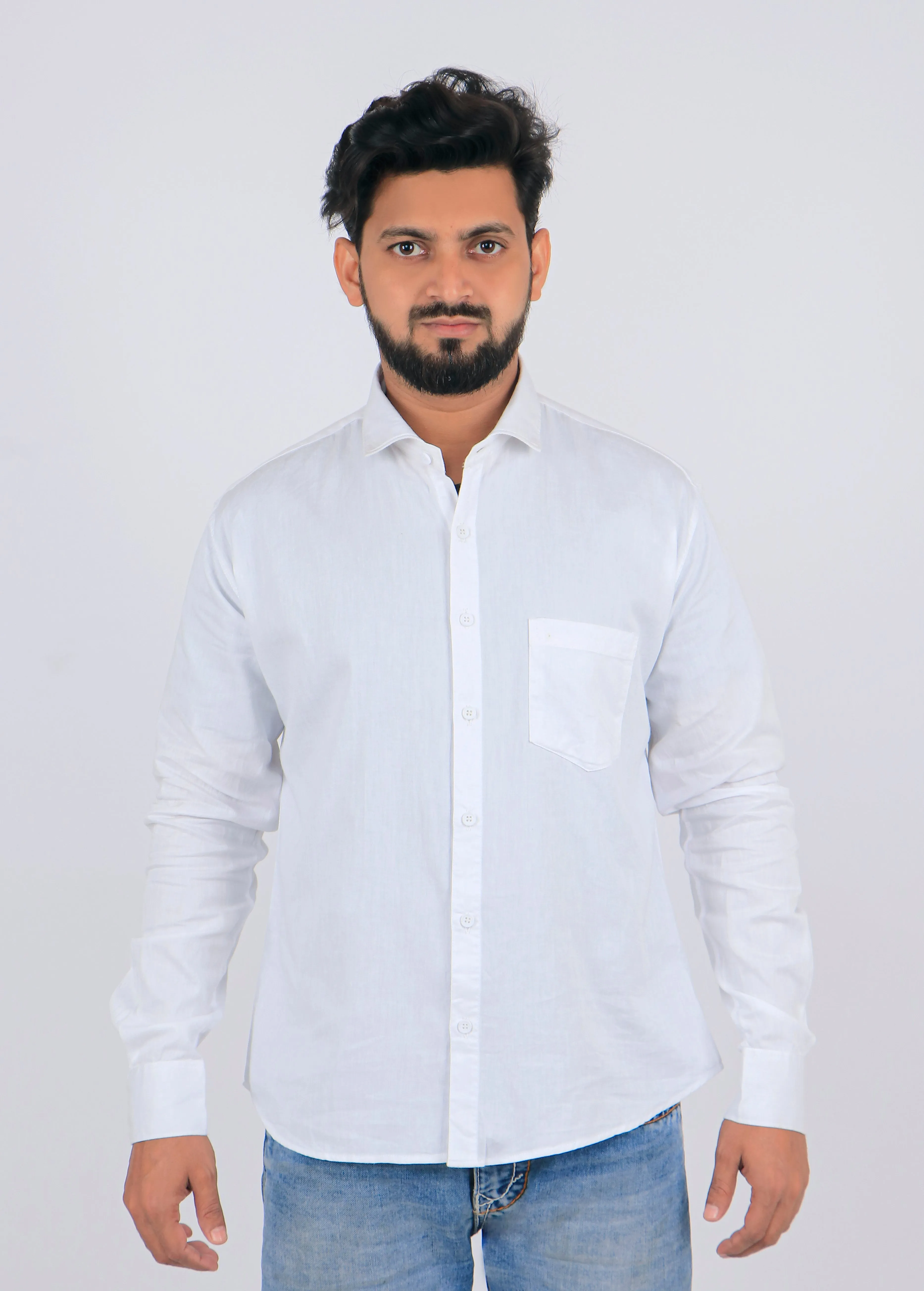 White Men's Regular Fit Casual Shirts