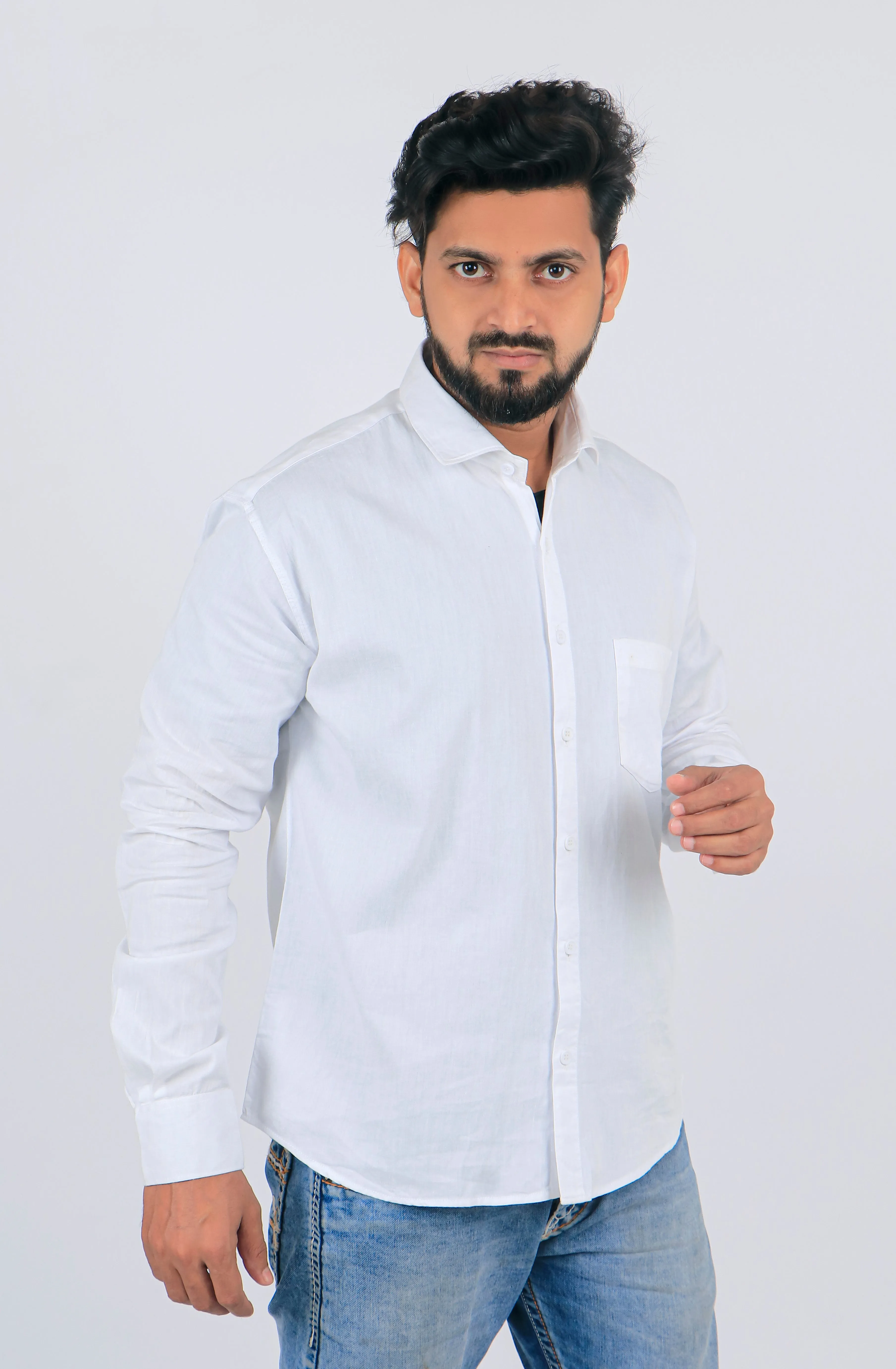 White Men's Regular Fit Casual Shirts