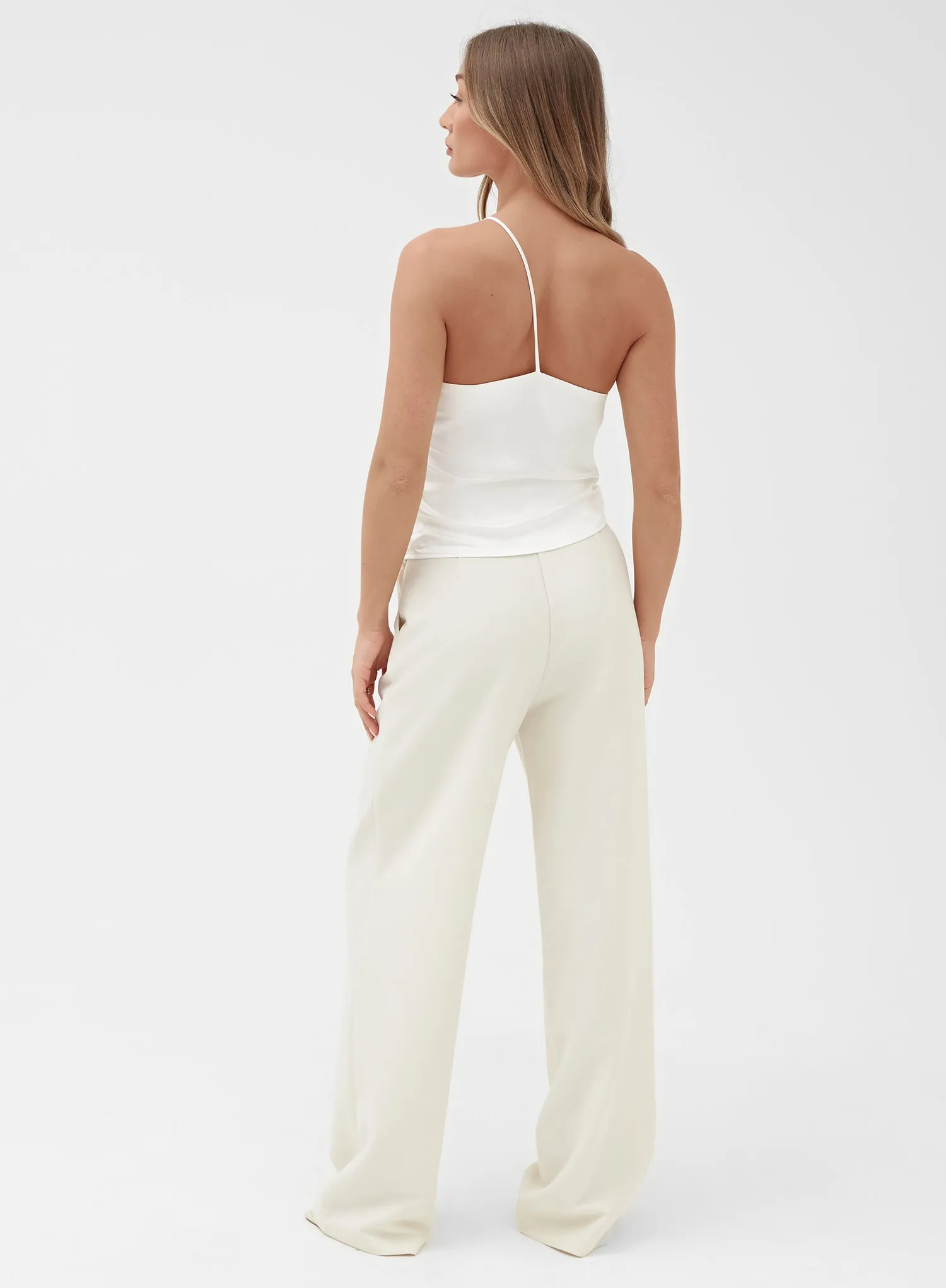 White One Shoulder Ruched Tie Top – Arlie