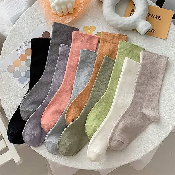 Women'S Basic Solid Color Socks Thin Cotton Socks 21249295C