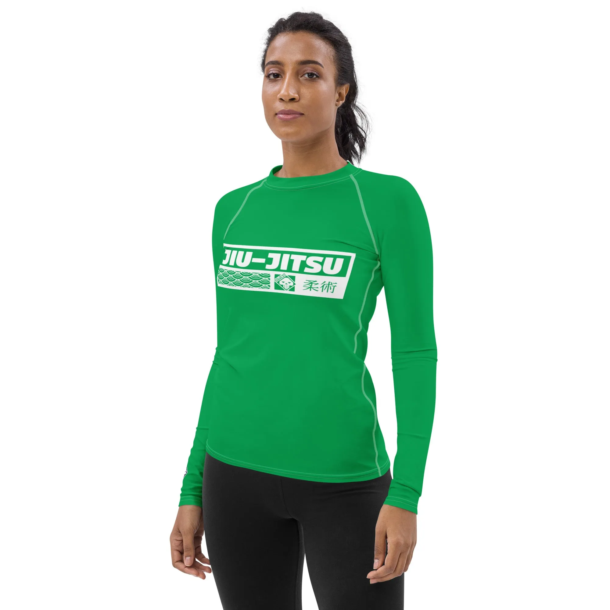 Womens Long Sleeve BJJ Rash Guard - Jiu-Jitsu 009 - Jade