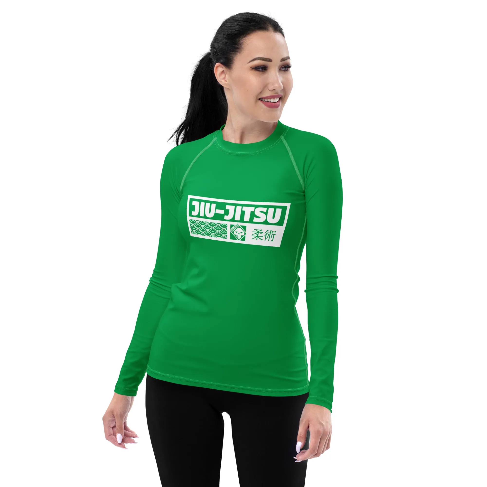 Womens Long Sleeve BJJ Rash Guard - Jiu-Jitsu 009 - Jade