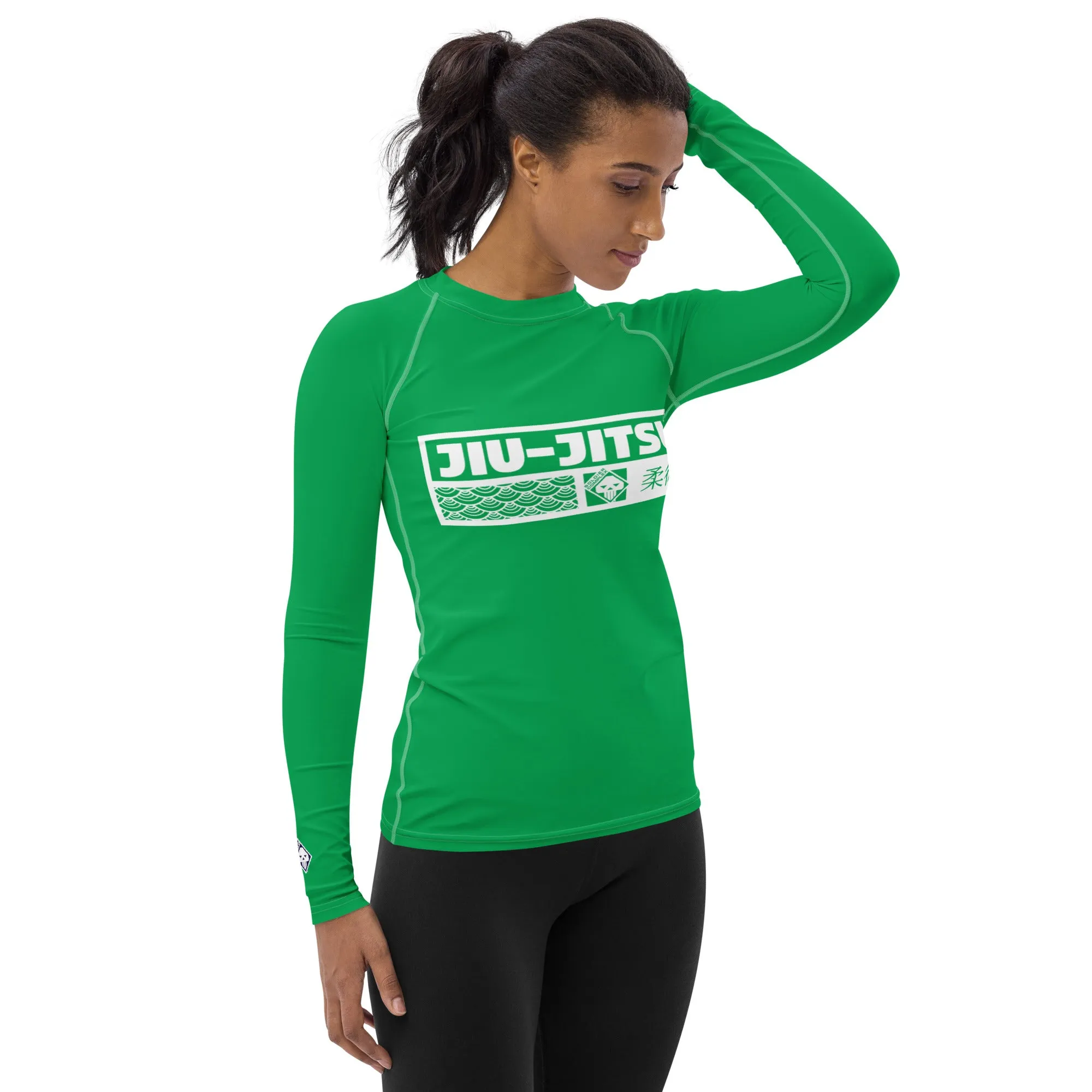 Womens Long Sleeve BJJ Rash Guard - Jiu-Jitsu 009 - Jade