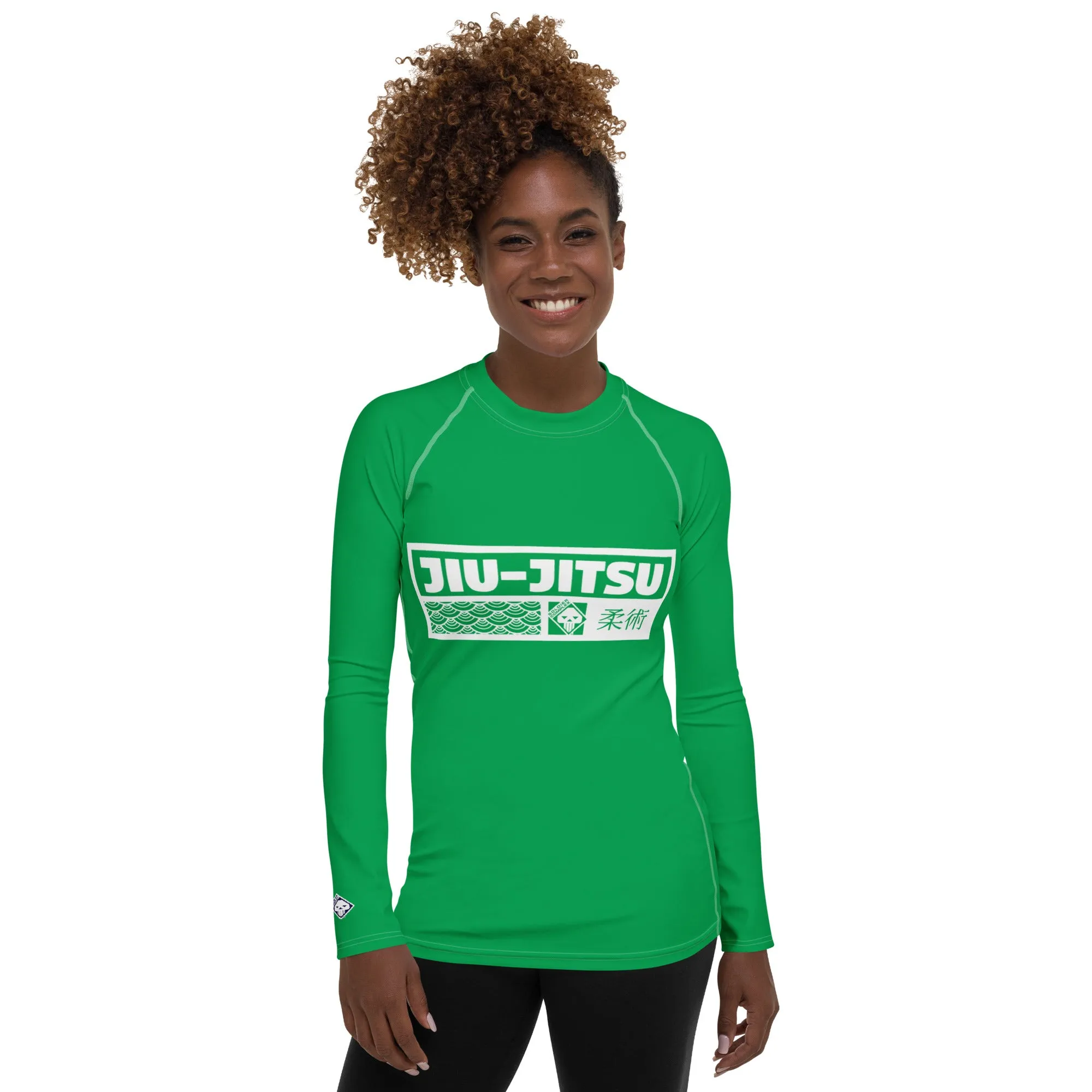 Womens Long Sleeve BJJ Rash Guard - Jiu-Jitsu 009 - Jade