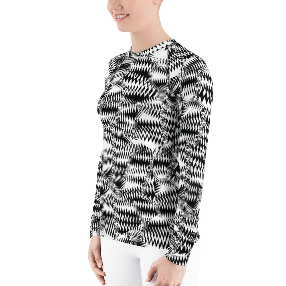 Women's Long Sleeve Razzle Dazzle Camouflage Rash Guard