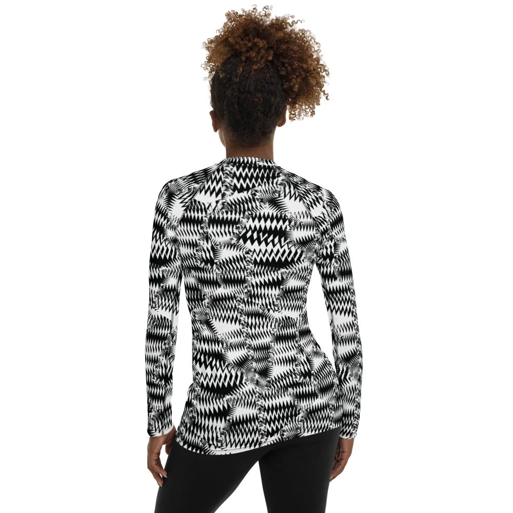 Women's Long Sleeve Razzle Dazzle Camouflage Rash Guard