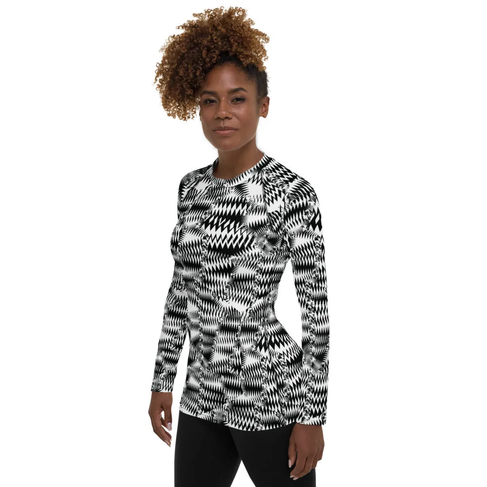 Women's Long Sleeve Razzle Dazzle Camouflage Rash Guard