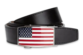 XL USA Flag Aston Black, 1 3/8 Strap, Dress Belt