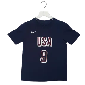 Youth 2024 Olympics Team USA #9 Tyrese Haliburton USA Basketball Name and Number T-shirt in Navy by Nike