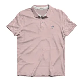 YOUTH Washed Red & White Heathered Azalea Stripe Performance Polo