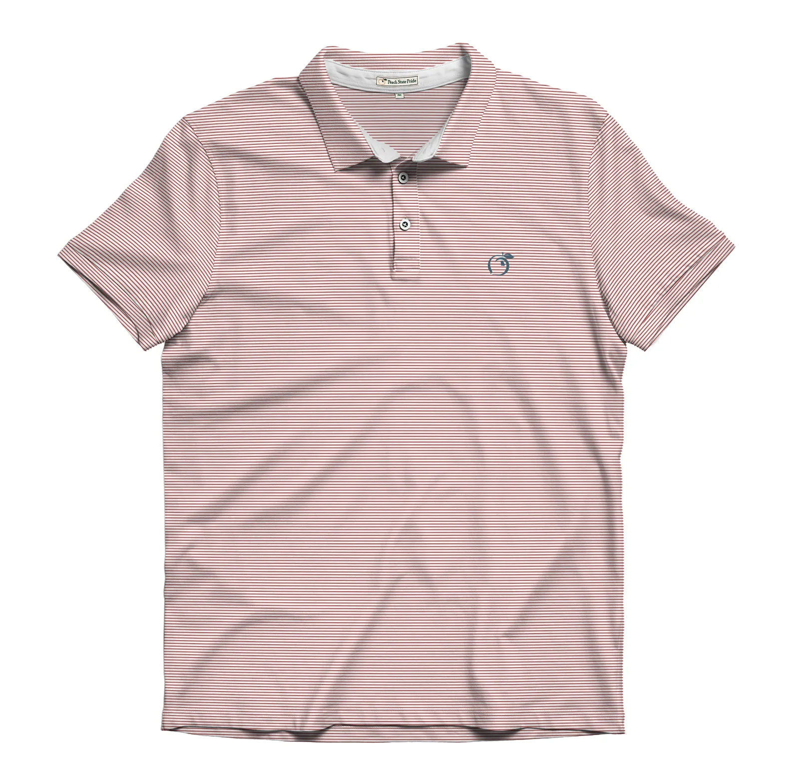 YOUTH Washed Red & White Heathered Azalea Stripe Performance Polo